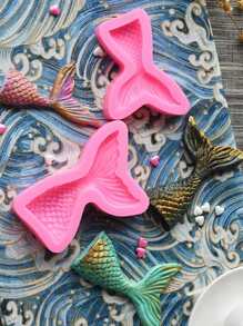 1pc Khuôn silicone hình nàng tiên cá - Hồng - Xem 1