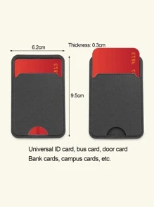 1pc Plain Adhesive Card Holder Bag - Black - View 4