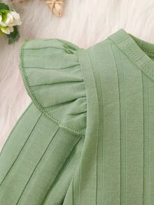 Bộ đồ Em bé Nơ Bướm Xù màu trơn Dễ thương - Màu xanh Bạc hà - Xem 4