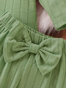 Bộ đồ Em bé Nơ Bướm Xù màu trơn Dễ thương - Màu xanh Bạc hà - Xem 5