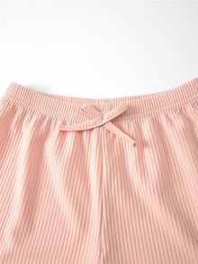 Girls Solid Cami Top & Bow Front Shorts - Coral Pink - View 5
