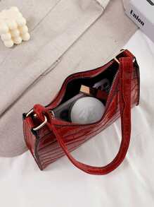 Crocodile Embossed Shoulder Bag