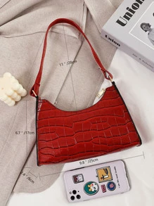 Crocodile Embossed Shoulder Bag