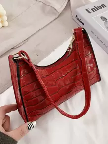 Crocodile Embossed Shoulder Bag