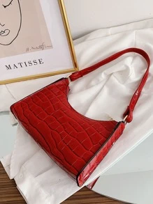 Crocodile Embossed Shoulder Bag