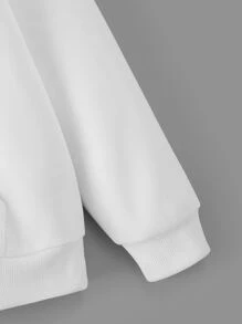 INAWLY 素色袋鼠口袋落肩袖抽繩保暖連帽衫 - 白色 - 查看 3