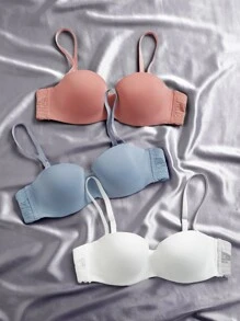 3pack Contrast Lace Underwire Bra - Multicolor - View 1