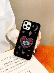 1pc Rhinestone Starry Eye Pattern Phone Case Compatible With Iphone 13 - Multicolor - View 2