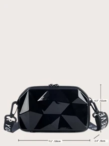 Mini Đồ họa Chữ cái Textured Túi hộp , Mini Vali Cái túi Ví Đối với phụ nữ , Mới PVC Vỏ cứng Chữ cái Dây đeo Túi đeo chéo Mini Túi mỹ phẩm , Nhỏ bé Điện thoại di động Ví Vỏ cứng Lễ hội Cái túi Với Dây đeo có thể điều chỉnh Ví cầm tay - màu đen - Xem 4