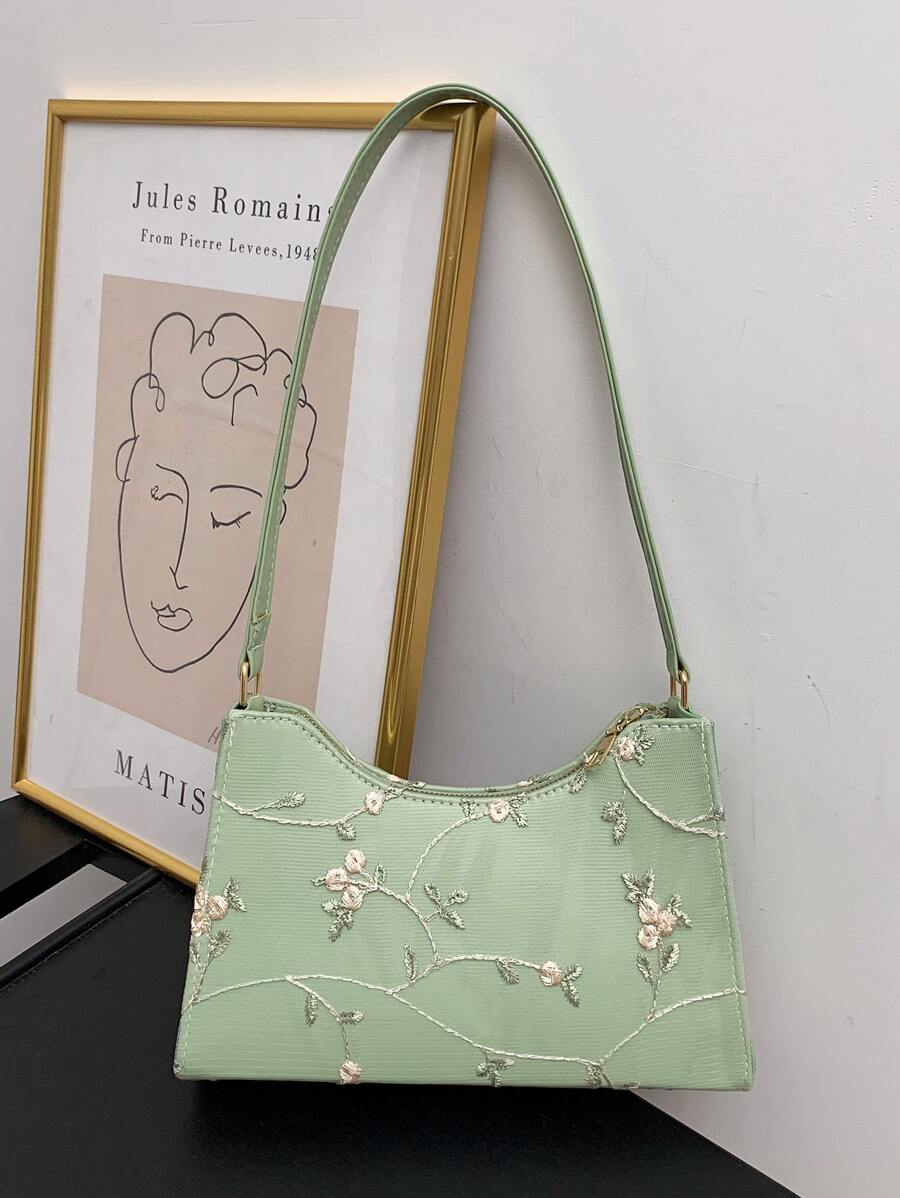 花卉刺繡單肩包