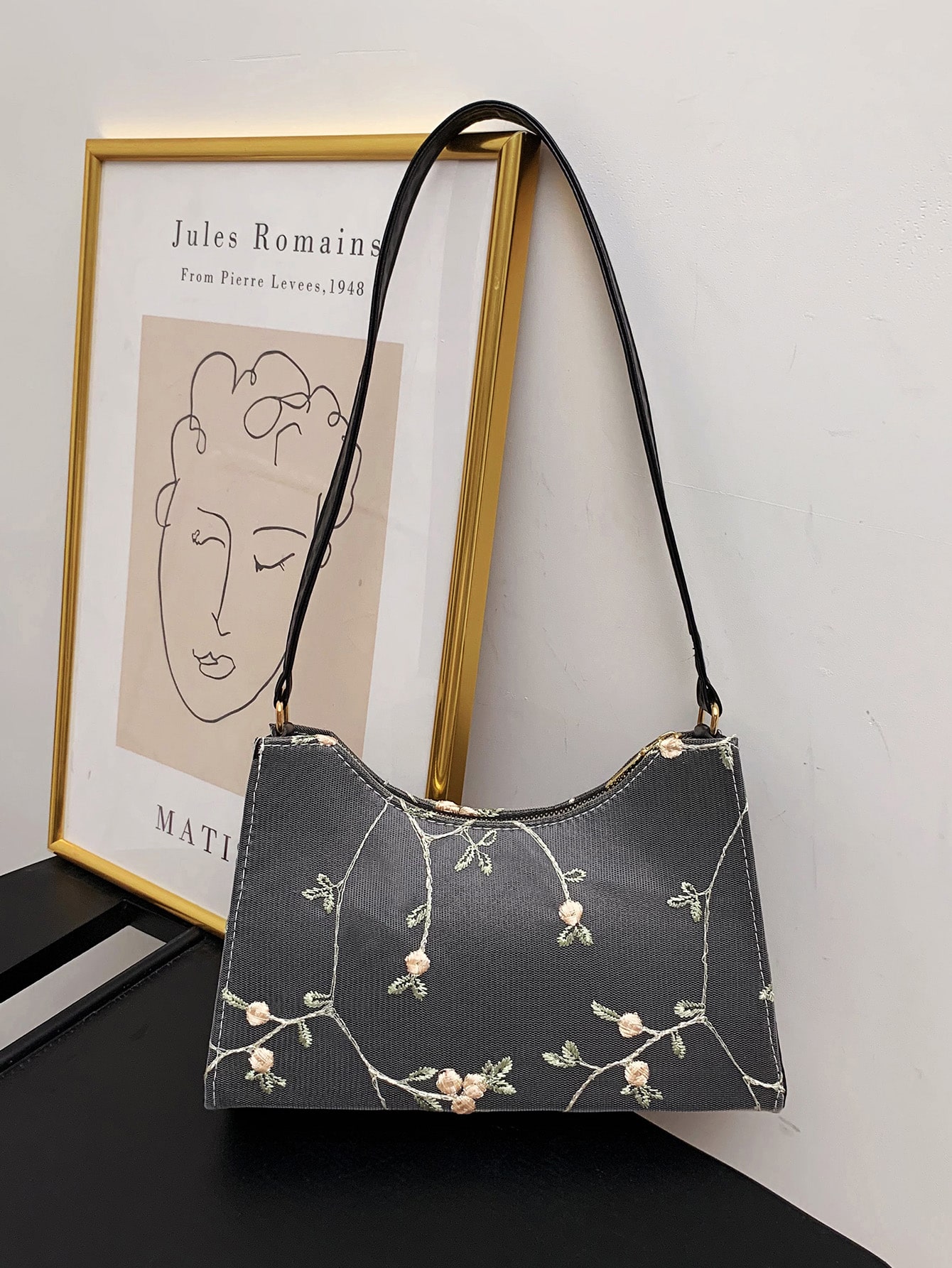 floral embroidered crossbody bag