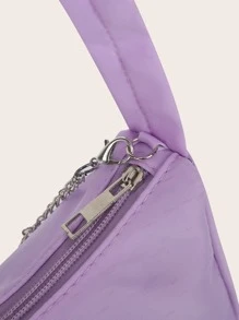 链条式时尚纯色单肩包 - 紫色 - 查看 7