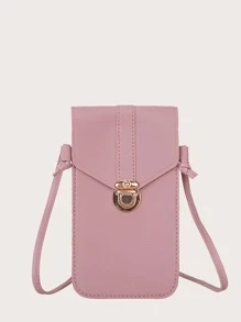 Mini Minimalist Push Lock Phone Bag - Dusty Pink - View 1