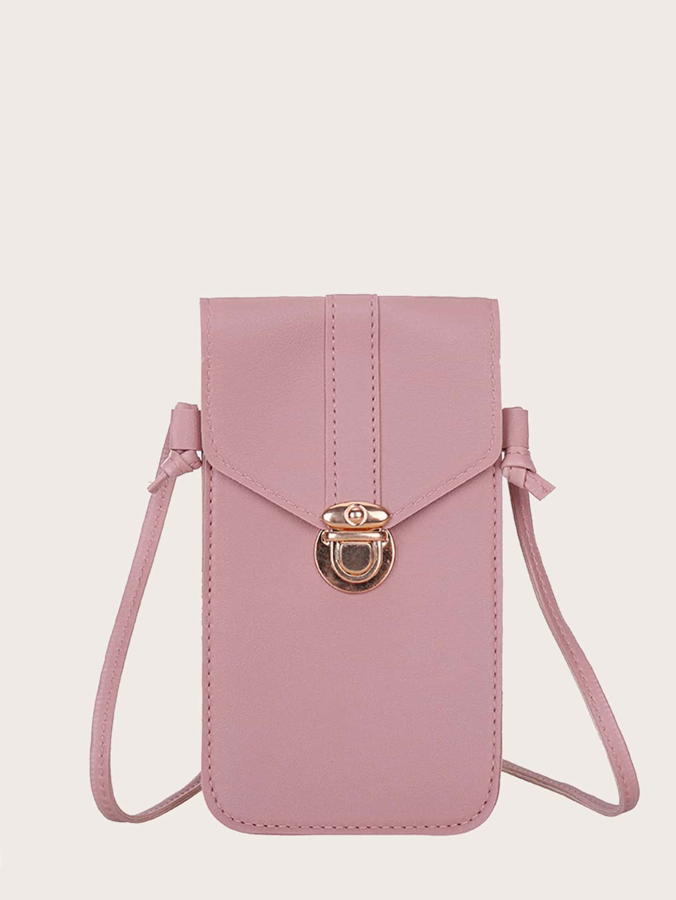 Mini Minimalist Push Lock Phone Bag - Dusty Pink - View 1