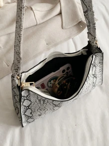 Snakeskin Print Bag - Grey - View 3