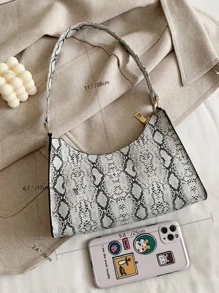 Snakeskin Print Bag - Grey - View 5