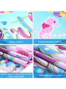 1入組40*180cm美人魚主題派對生日橫幅，背景布，派對裝飾，生日派對裝飾 - 彩色 - 查看 4