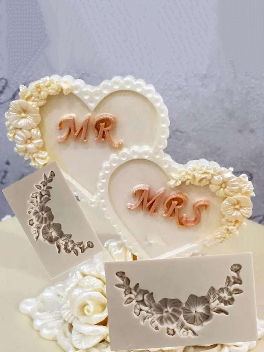 1入組玫瑰花環形矽膠模,用於製作翻糖蛋糕 - 淺灰色 - 查看 1