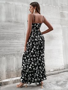 Đầm Viên lá sen Hoa Tất cả trên in Boho - Đen và trắng - Xem 3