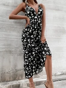 Đầm Viên lá sen Hoa Tất cả trên in Boho - Đen và trắng - Xem 5