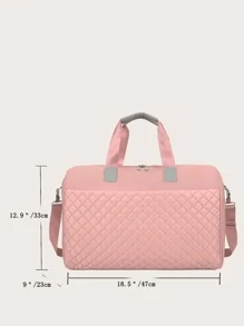 大容量拼布旅行袋,行李袋,隨身袋,手提袋,運動健身袋,適用於工作、學校用品,返校用品,學生手提袋,週末旅遊手提袋,度假手提袋,商務旅行手提袋,男女通用的旅遊袋 - 粉色 - 查看 3