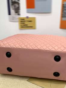 大容量拼布旅行袋,行李袋,隨身袋,手提袋,運動健身袋,適用於工作、學校用品,返校用品,學生手提袋,週末旅遊手提袋,度假手提袋,商務旅行手提袋,男女通用的旅遊袋 - 粉色 - 查看 5