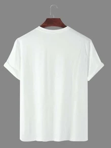 Manfinity 男士標語和鳳梨印花T恤 - 白色 - 查看 2