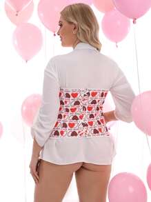 Corsé con estampado de corazón - Multicolor - Ver 2