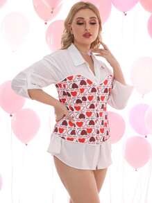 Corsé con estampado de corazón - Multicolor - Ver 7