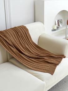 Twist Knitted Throw Blanket - Coffee Brown - View 2