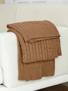 Twist Knitted Throw Blanket - Coffee Brown - View 3