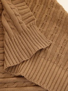 Twist Knitted Throw Blanket - Coffee Brown - View 4