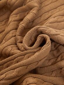 Twist Knitted Throw Blanket - Coffee Brown - View 5