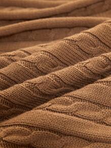 Twist Knitted Throw Blanket - Coffee Brown - View 6