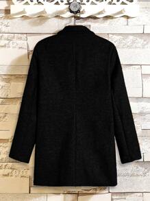 Manfinity Homme Men Dual Pocket Lapel Collar Overcoat - Black - View 3