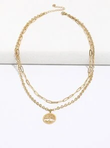 Rỗng ra cây Charm Layered Vòng cổ - Vàng - Xem 2