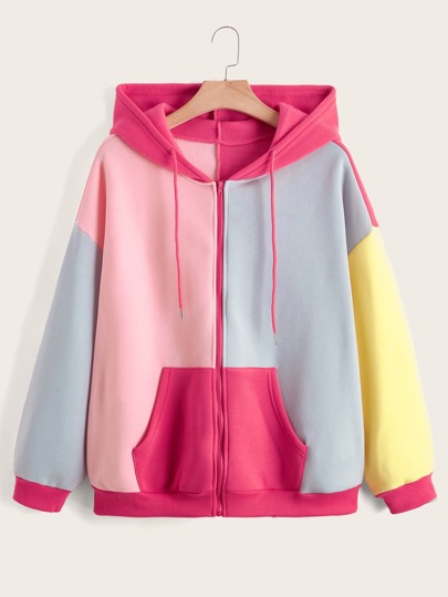 SHEIN EZwear プラス トップステッチ ドロップショルダー ジッパーア SHEIN EZwear プラス トップステッチ ドロップショルダー ジッパーア