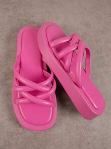 露趾厚底拖鞋 - 粉色 - 查看 2
