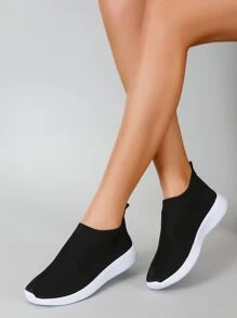 Women's New Fabric Shoes, Shallow Casual Versatile Sports Sneakers - Black - View 1