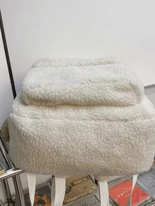 Kids Letter Detail Fluffy Backpack With Cartoon Charm - White - View 4