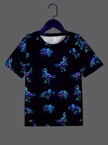 SHEIN Boys Cartoon Graphic Round Neck T-Shirt - Multicolor - View 1