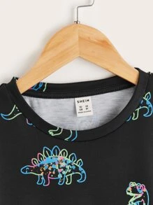 SHEIN Boys Cartoon Graphic Round Neck T-Shirt - Multicolor - View 3