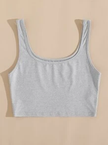 SHEIN Unity Solid Crop Tank Top - Light Grey - View 3