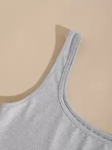 SHEIN Unity Solid Crop Tank Top - Light Grey - View 4