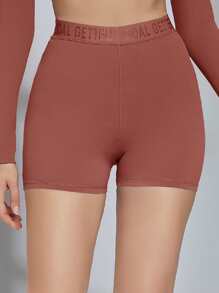 SHEIN 字母織帶運動機車短褲