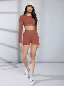 SHEIN 字母織帶運動機車短褲