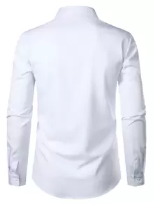 Manfinity Áo sơ mi Nam Nút phía trước màu trơn Công việc - trắng - Xem 2