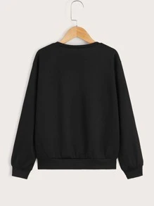 SHEIN Boys Letter Graphic Pullover - Black - View 2