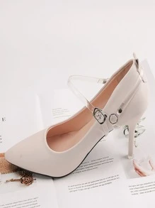 1pair Buckle Design Detachable Shoe Straps - Clear - View 2