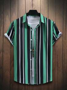 Manfinity Áo sơ mi Nam Nút phía trước Sọc Sẵn sàng - Nhiều màu - Xem 1